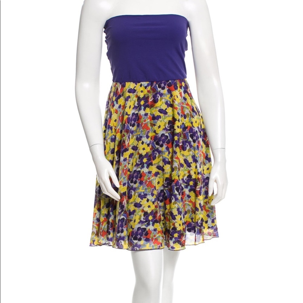Alice + Olivia Floral Print Strapless Dress